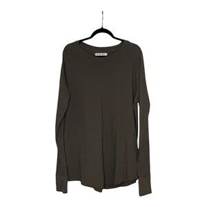 We The Free Free People Olive Green Slub Cotton Long Sleeve Thumbhole Top Sz L